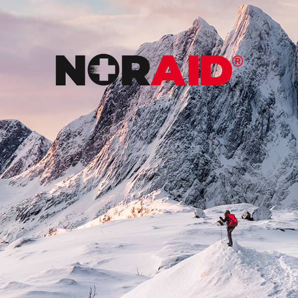 NorAid-logo på fjellbakgrunn
